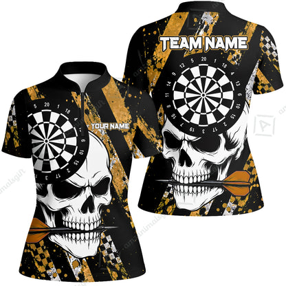 Custom Darts Jersey Polo Shirt, Skull Bites Dart, Custom Dart Jersey Team Shirt For Players With Name & Team Name