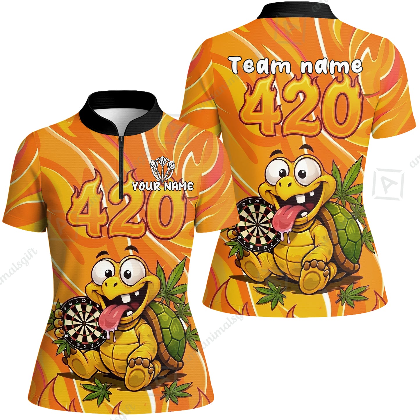 Custom Dart Jersey Team Shirt For Players, Funny Turtle 420, Personalize Name and Team Name