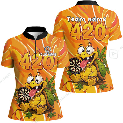 Custom Dart Jersey Team Shirt For Players, Funny Turtle 420, Personalize Name and Team Name
