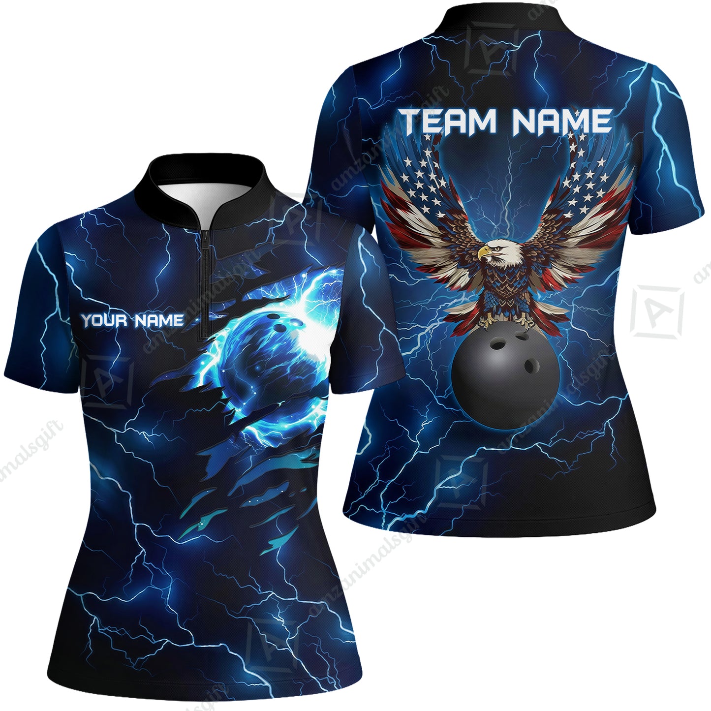 Custom Bowling Jersey Polo Shirt, Patriotic Bald Eagle Bowling, Custom Bowling Jersey Team Shirt For Players With Name & Team Name