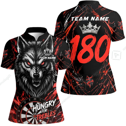 Custom Darts Jersey Polo Shirt, Wolf 180, Custom Dart Jersey Team Shirt For Players With Name & Team Name