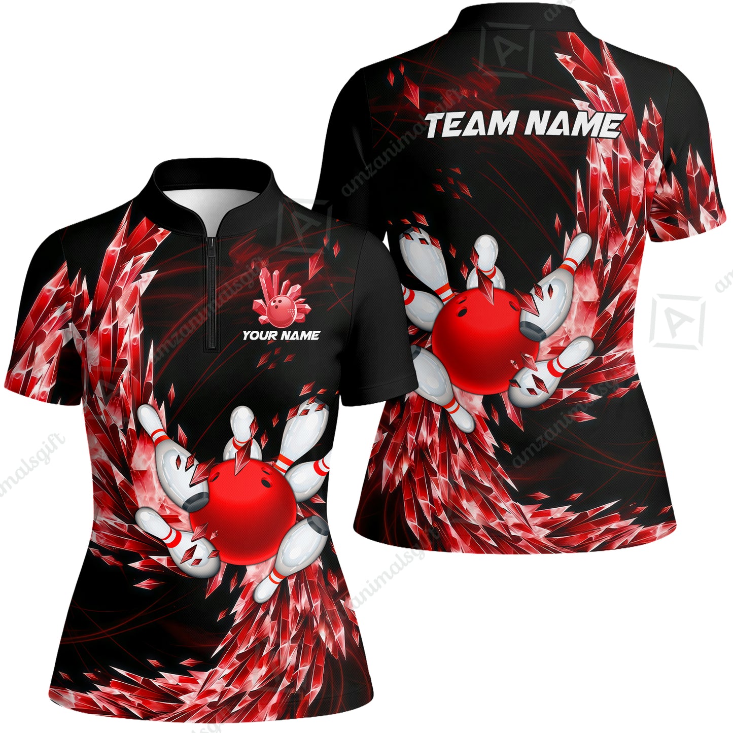 Custom Bowling Jersey Polo Shirt, Crystal Explosion Bowling Custom Bowling Jersey Team Shirt For Players With Name & Team Name