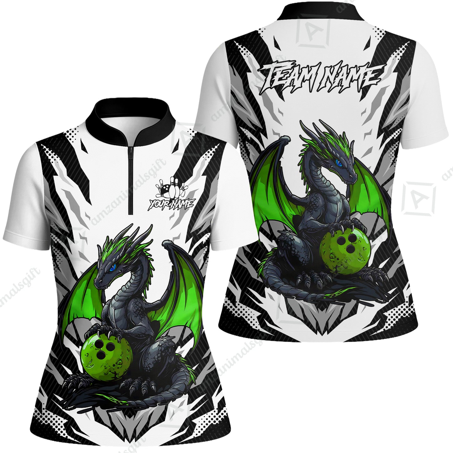 Custom Bowling Jersey Polo Shirt, Dragon Lover Custom Bowling Jersey Team Shirt For Players With Name & Team Name