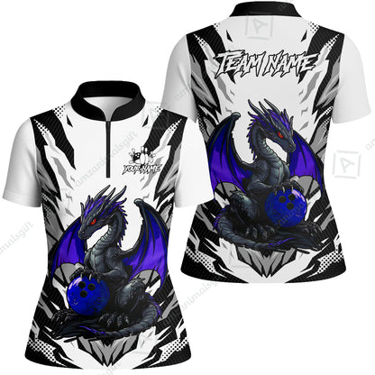 Custom Bowling Jersey Polo Shirt, Dragon Lover Custom Bowling Jersey Team Shirt For Players With Name & Team Name