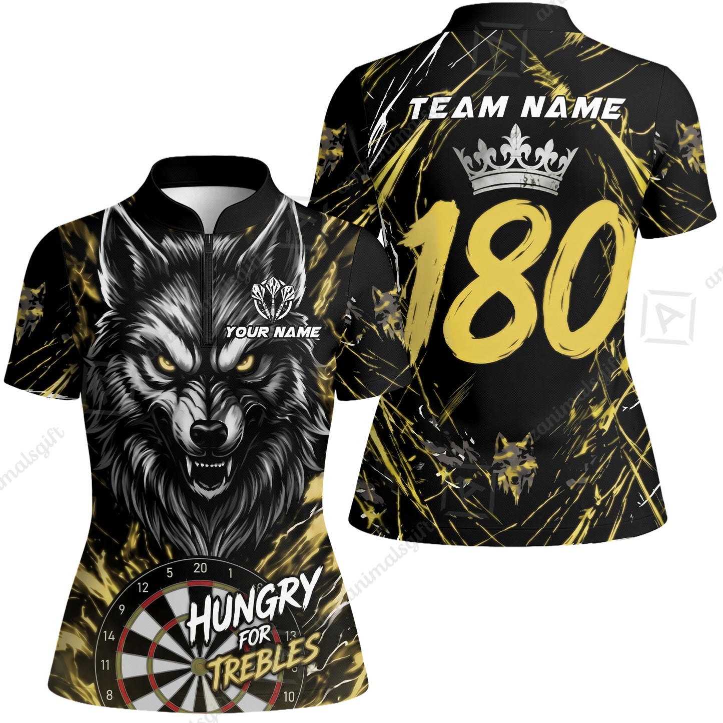 Custom Darts Jersey Polo Shirt, Wolf 180, Custom Dart Jersey Team Shirt For Players With Name & Team Name