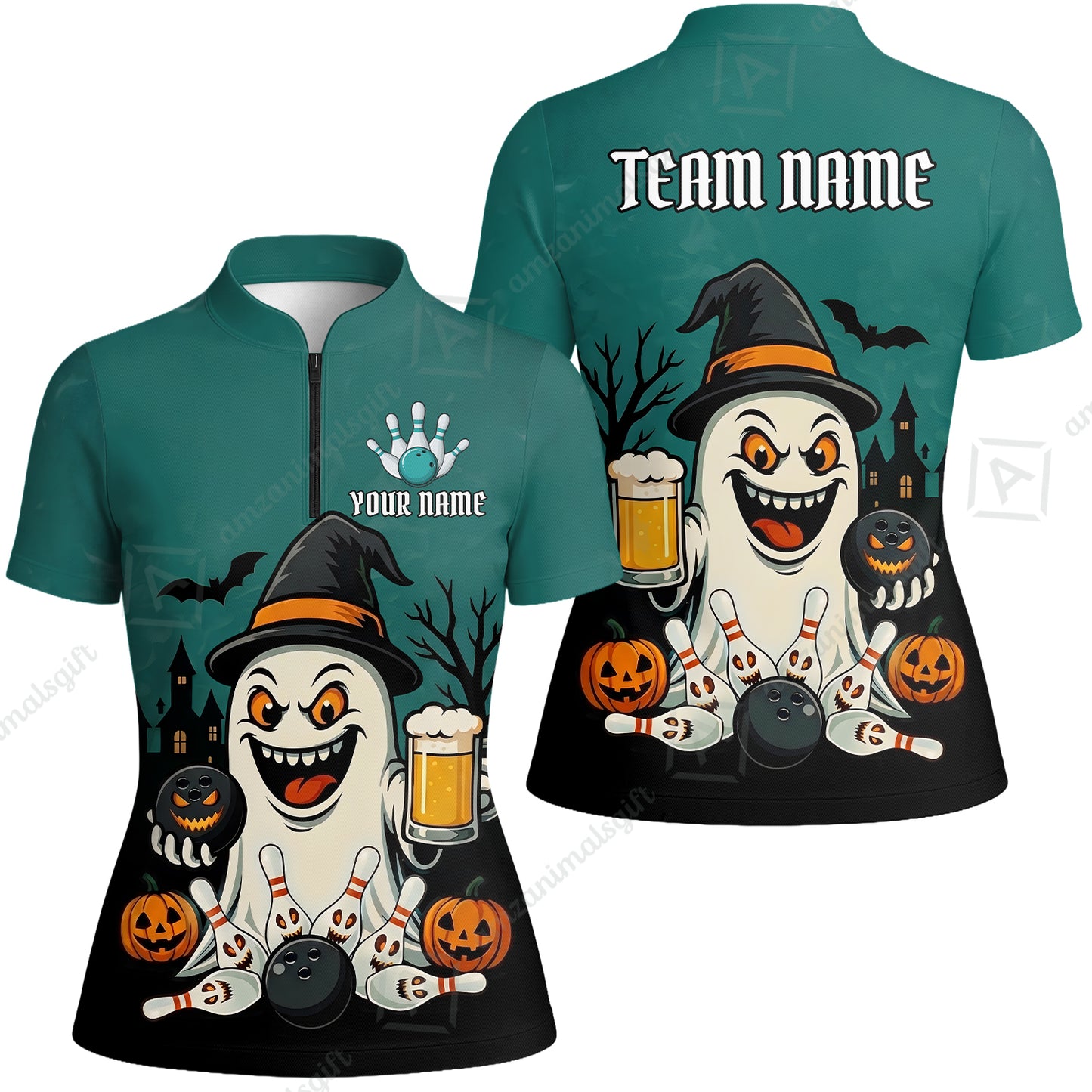Custom Bowling Jersey Polo Shirt, Bowling Halloween Witch, Custom Bowling Jersey Team Shirt For Players With Name & Team Name