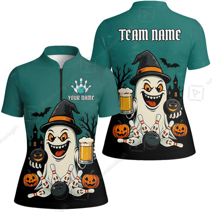 Custom Bowling Jersey Polo Shirt, Bowling Halloween Witch, Custom Bowling Jersey Team Shirt For Players With Name & Team Name