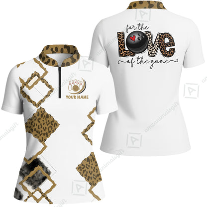 Custom Bowling Jersey Polo Shirt, Chic Leopard Print Love of the Game, Custom Bowling Jersey Team Shirt For Players With Name and Team Name
