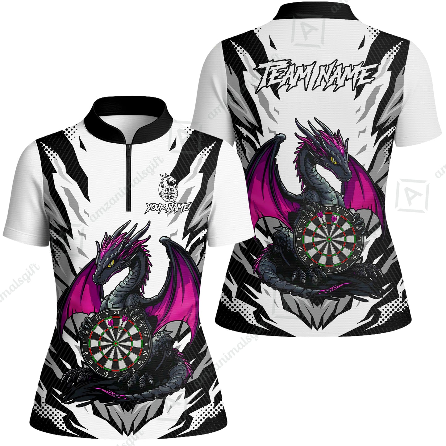 Custom Darts Team Jersey, Personalized Fantasy Dragon Dart Polo Shirt For Players With Name & Team Name