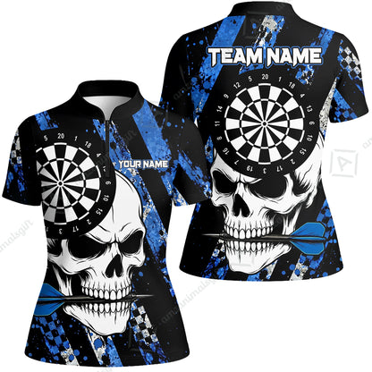 Custom Darts Jersey Polo Shirt, Skull Bites Dart, Custom Dart Jersey Team Shirt For Players With Name & Team Name