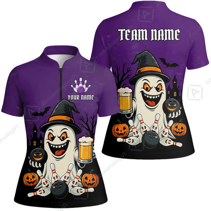 Custom Bowling Jersey Polo Shirt, Bowling Halloween Witch, Custom Bowling Jersey Team Shirt For Players With Name & Team Name