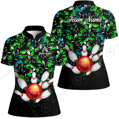 Custom Bowling Jersey Polo Shirt, Tropical Floral Bowling, Custom Bowling Jersey Team Shirt For Players With Name & Team Name