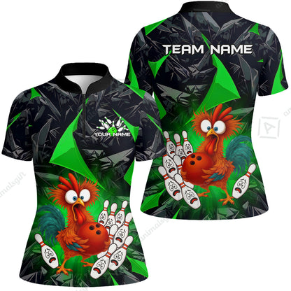 Custom Bowling Jersey Polo Shirt, Crazy Chicken Bowling Custom Bowling Jersey Team Shirt For Players With Name & Team Name