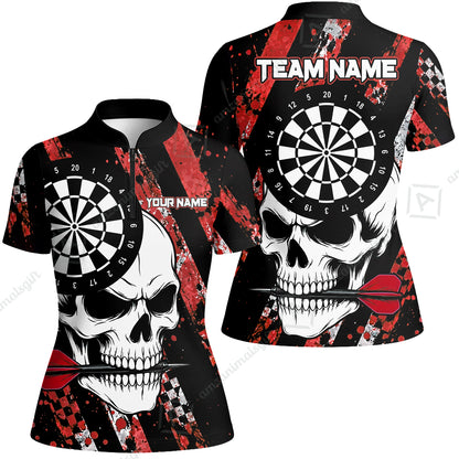 Custom Darts Jersey Polo Shirt, Skull Bites Dart, Custom Dart Jersey Team Shirt For Players With Name & Team Name