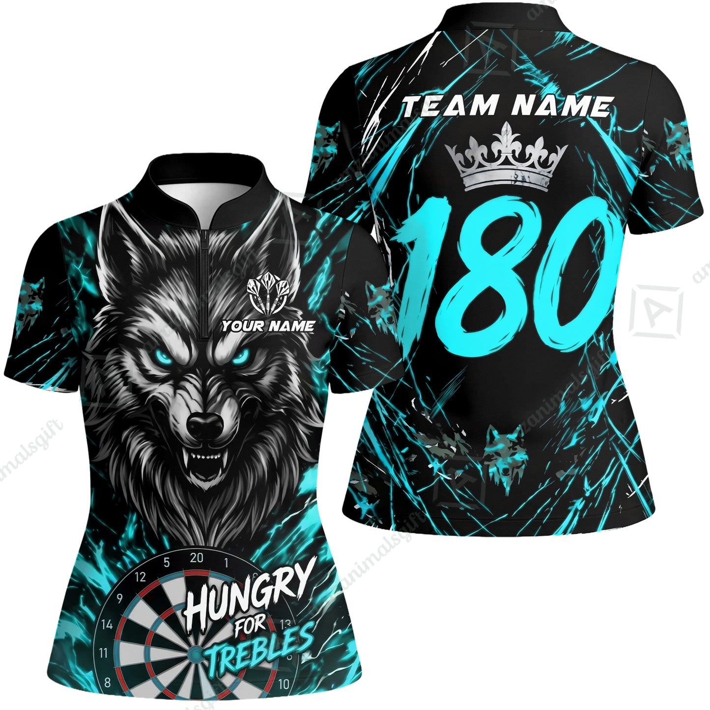 Custom Darts Jersey Polo Shirt, Wolf 180, Custom Dart Jersey Team Shirt For Players With Name & Team Name