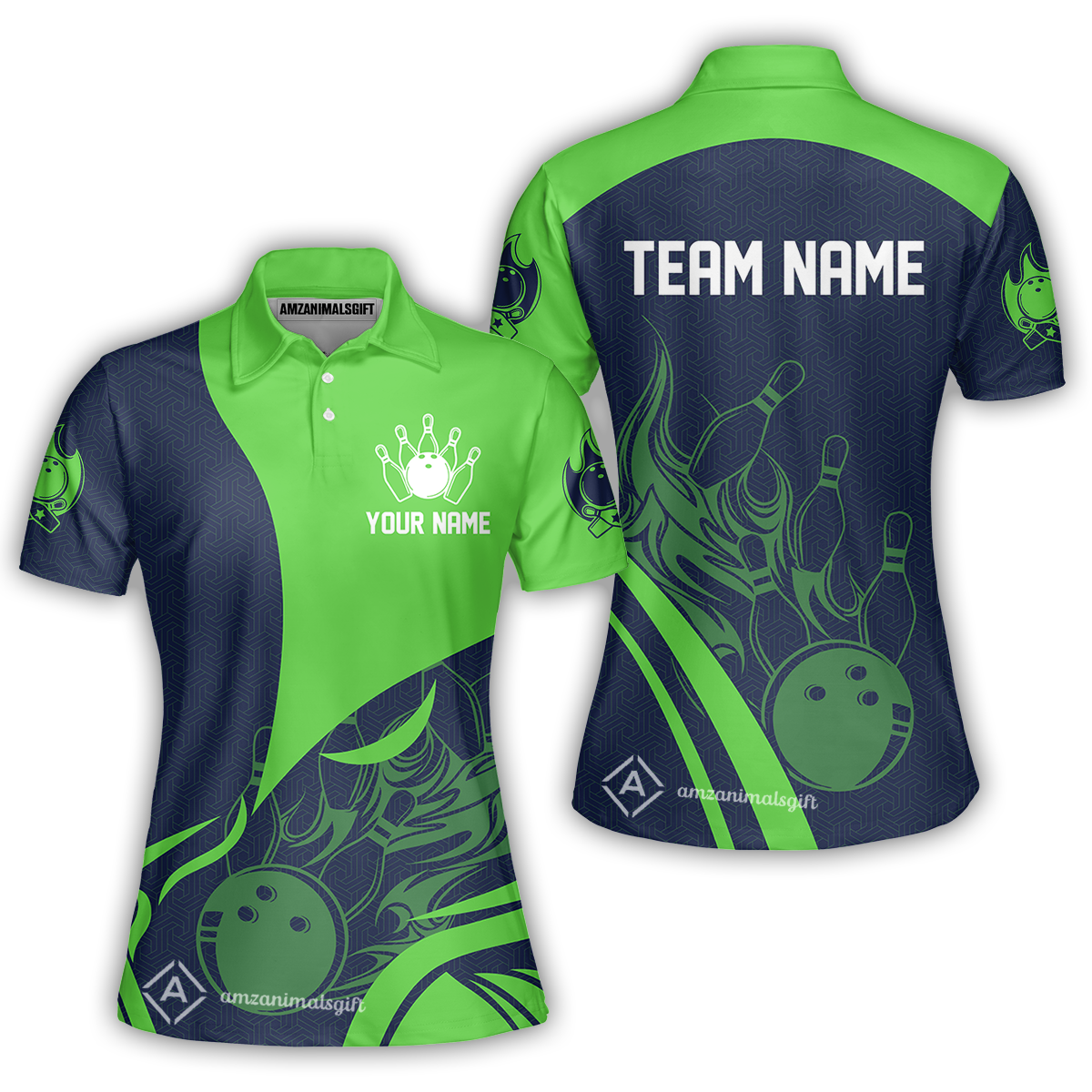 Customized Bowling Women Polo Shirt, Flame Bowling Multicolor Custom Team Uniform Women Polo Shirt, Jersey for Bowlers