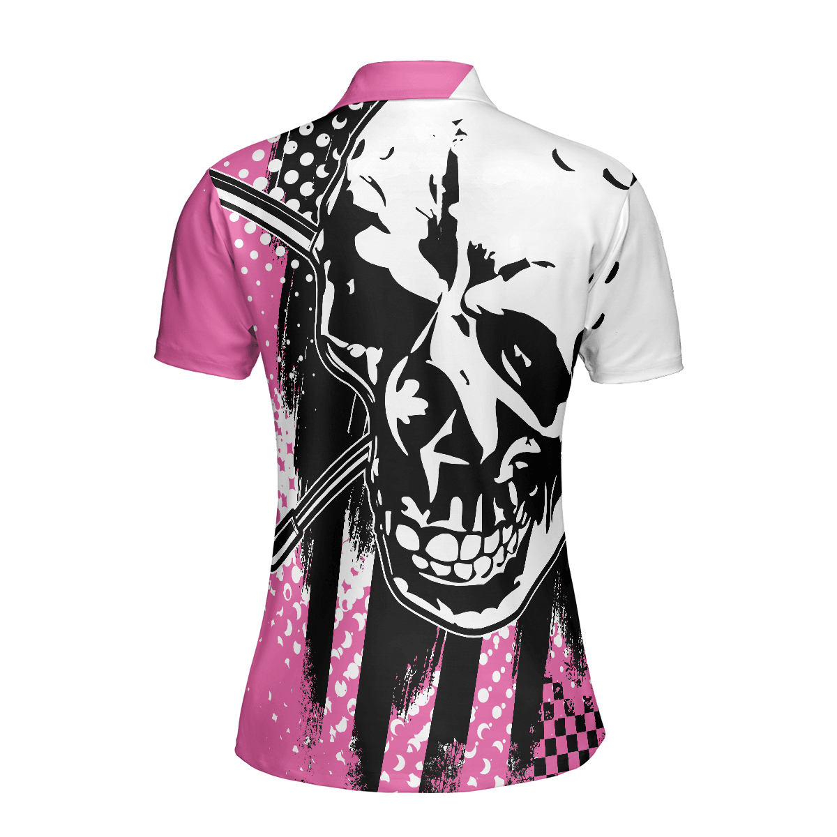 Women Polo Shirt - Blade Ladies Golf Pink Short Sleeve Women Polo Shirt, Skull Golf Shirt For Women, Unique Female Goff Gift - Amzanimalsgift