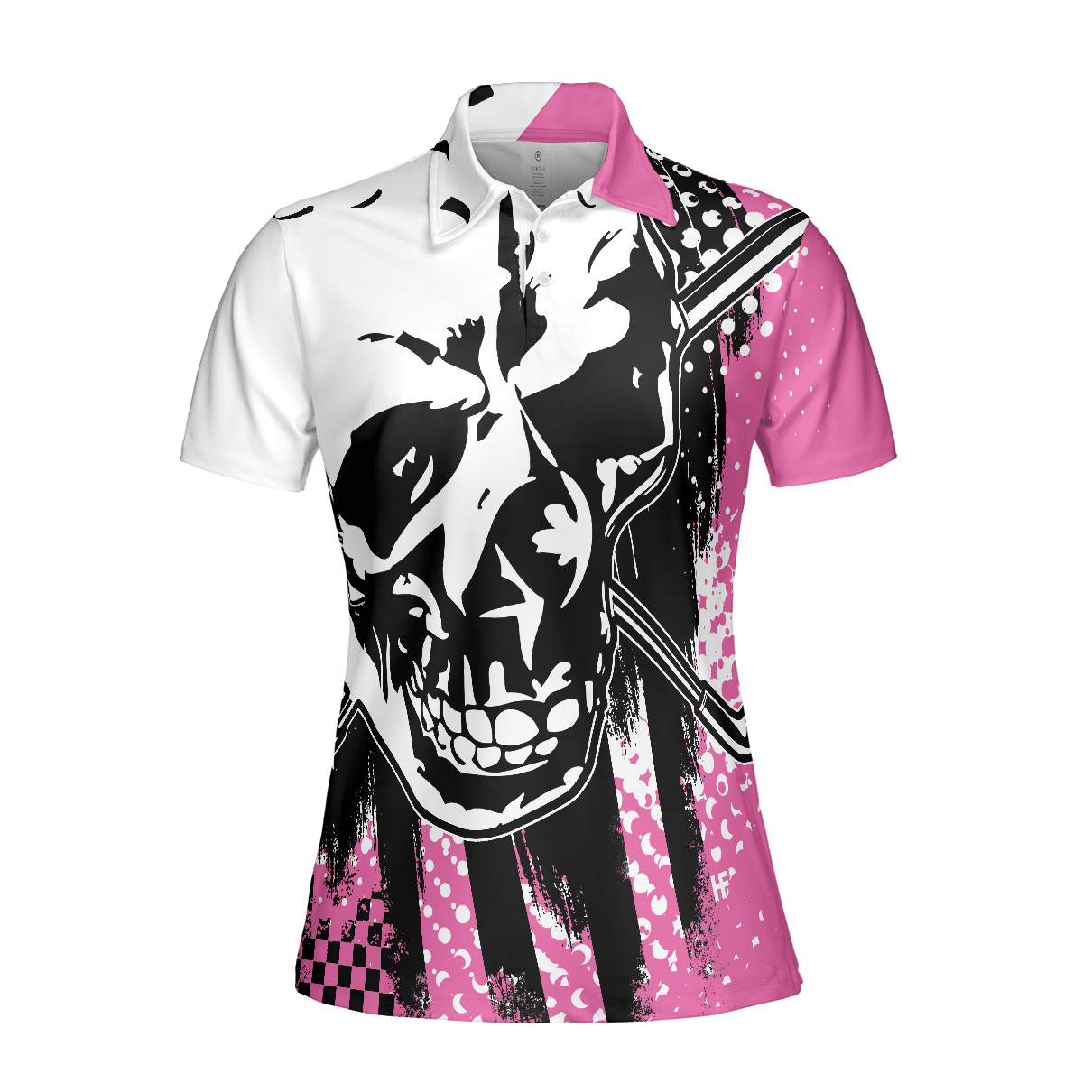 Women Polo Shirt - Blade Ladies Golf Pink Short Sleeve Women Polo Shirt, Skull Golf Shirt For Women, Unique Female Goff Gift - Amzanimalsgift
