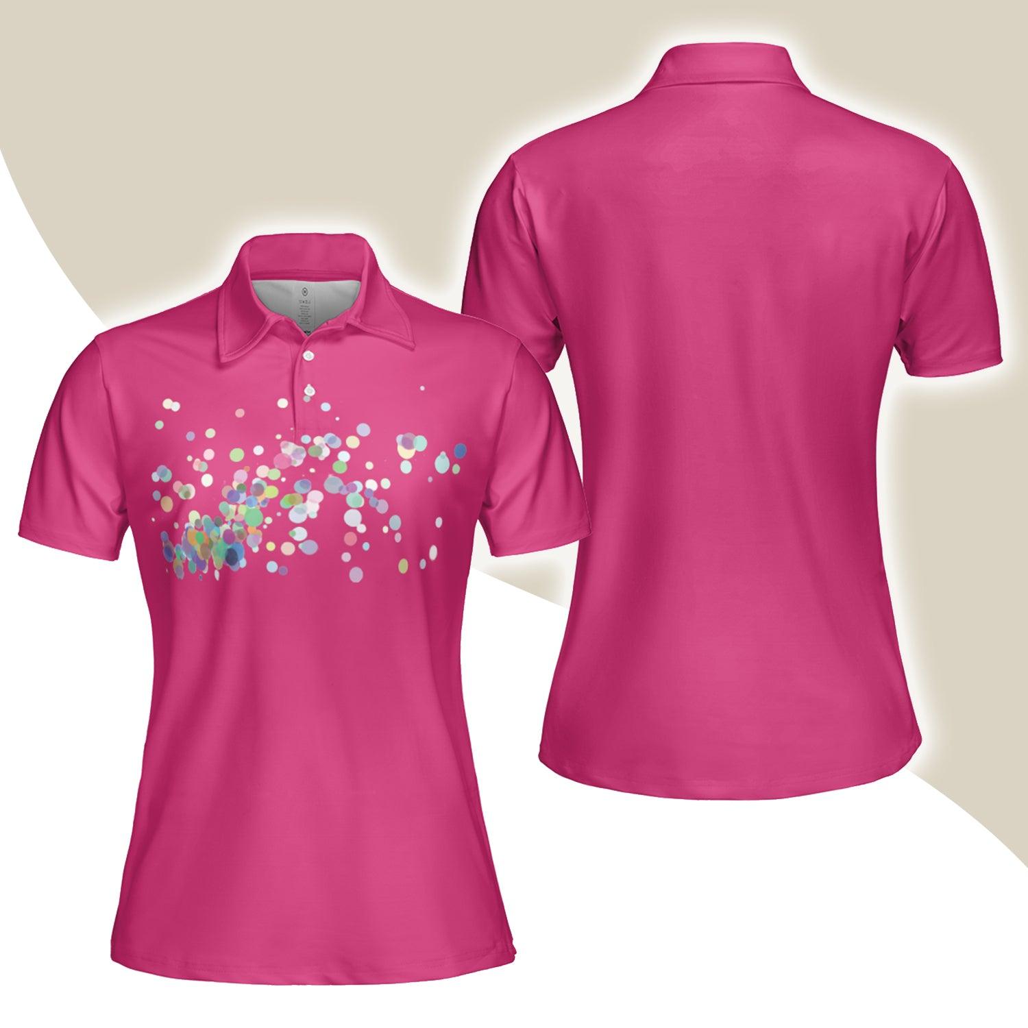 Women Polo Shirt - Colorful Circle, Pink Polo Shirts - Gift For Wife, Family, Girlfriend - Amzanimalsgift