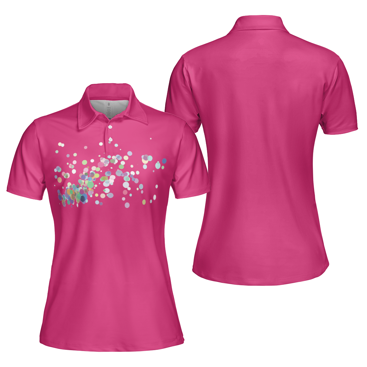 Women Polo Shirt - Colorful Circle, Pink Polo Shirts - Gift For Wife, Family, Girlfriend - Amzanimalsgift