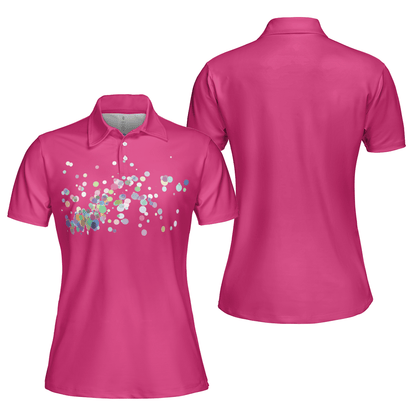 Women Polo Shirt - Colorful Circle, Pink Polo Shirts - Gift For Wife, Family, Girlfriend - Amzanimalsgift