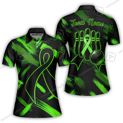 Customized Awareness Pink Blue Ribbon Bowling Jersey, Custom Name And Team Name For Bowlers