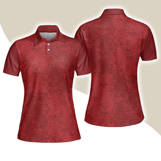 Women Polo Shirt, Rose Pattern Polo Shirts - Gift For Wife, Family, Girlfriend - Amzanimalsgift