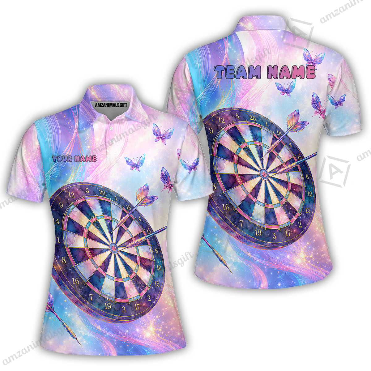 Custom Dart Jersey Team Shirt For Players, Dart Pastel Galaxy Butterfly, Personalize Name and Team Name