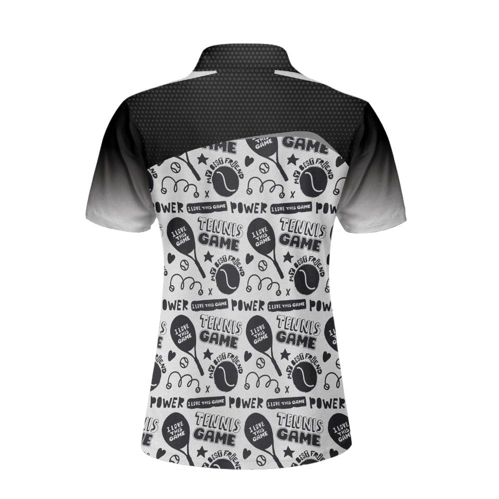 Women Tennis Polo Shirts - Black And White I Love Tennis Game Custom Women Polo Shirts - Amzanimalsgift