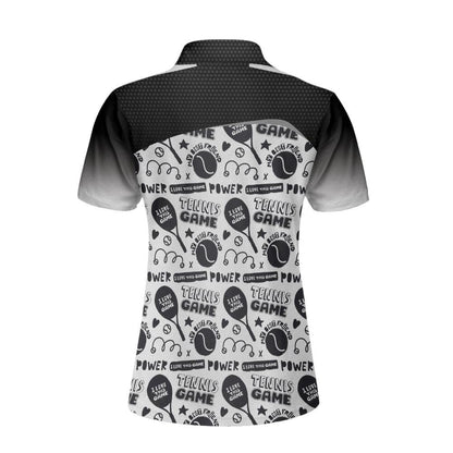 Women Tennis Polo Shirts - Black And White I Love Tennis Game Custom Women Polo Shirts - Amzanimalsgift
