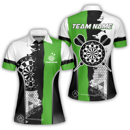 Custom Grunge Style Darts Team Jersey Polo Quarter-Zip Shirts, Custom Darts Team Jerseys Uniform, Personalized Name And Team Name