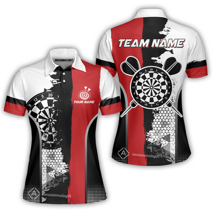 Custom Grunge Style Darts Team Jersey Polo Quarter-Zip Shirts, Custom Darts Team Jerseys Uniform, Personalized Name And Team Name