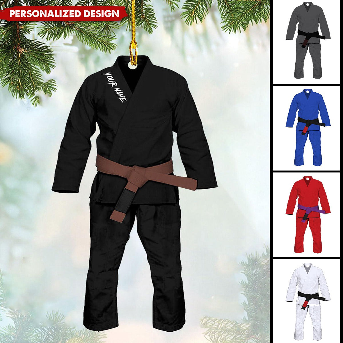 Personalized Jiu Jitsu Uniform Flat Acrylic Ornament, Meaningful Ornament Gifts For Jiu Jitsu Lovers, Son, Daughter