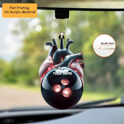 Personalized Bowling Ball Holding Pins Acrylic Ornament, Bowling Keychain, Car Ornament, Christmas Ornament Gifts