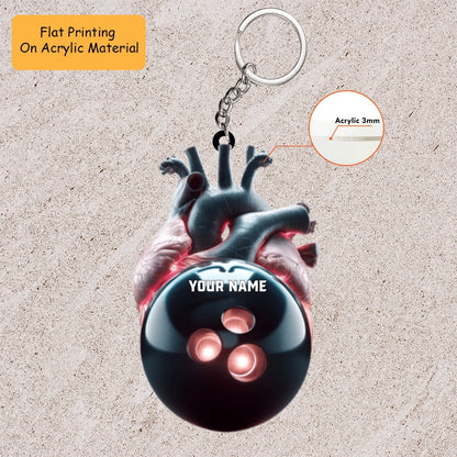 Personalized Bowling Ball Holding Pins Acrylic Ornament, Bowling Keychain, Car Ornament, Christmas Ornament Gifts