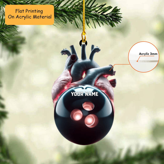 Personalized Bowling Ball Holding Pins Acrylic Ornament, Bowling Keychain, Car Ornament, Christmas Ornament Gifts