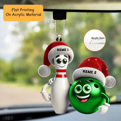 Personalized Bowling Ball Holding Pins Acrylic Ornament, Bowling Keychain, Car Ornament, Christmas Ornament Gifts