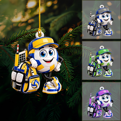Personalized Volleyball Christmas Ornament, Volleyball Mascot Cute, Custom Ornament Christmas Gift, Keychain Volleyball, Car Ornament Volleyball