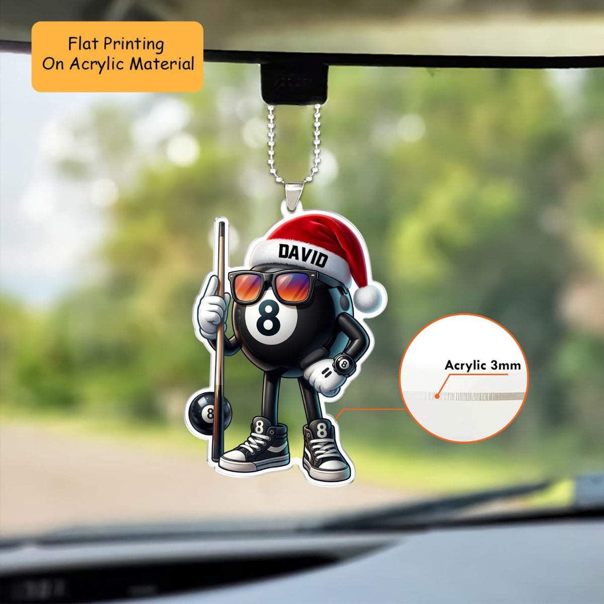 Personalized Billiard Christmas Ornament, Cool 8 Ball Billiard, Custom Ornament Christmas Gift, Keychain Billiard, Car Ornament Billiard