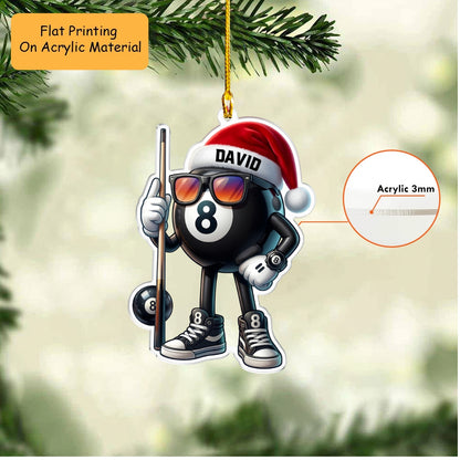 Personalized Billiard Christmas Ornament, Cool 8 Ball Billiard, Custom Ornament Christmas Gift, Keychain Billiard, Car Ornament Billiard