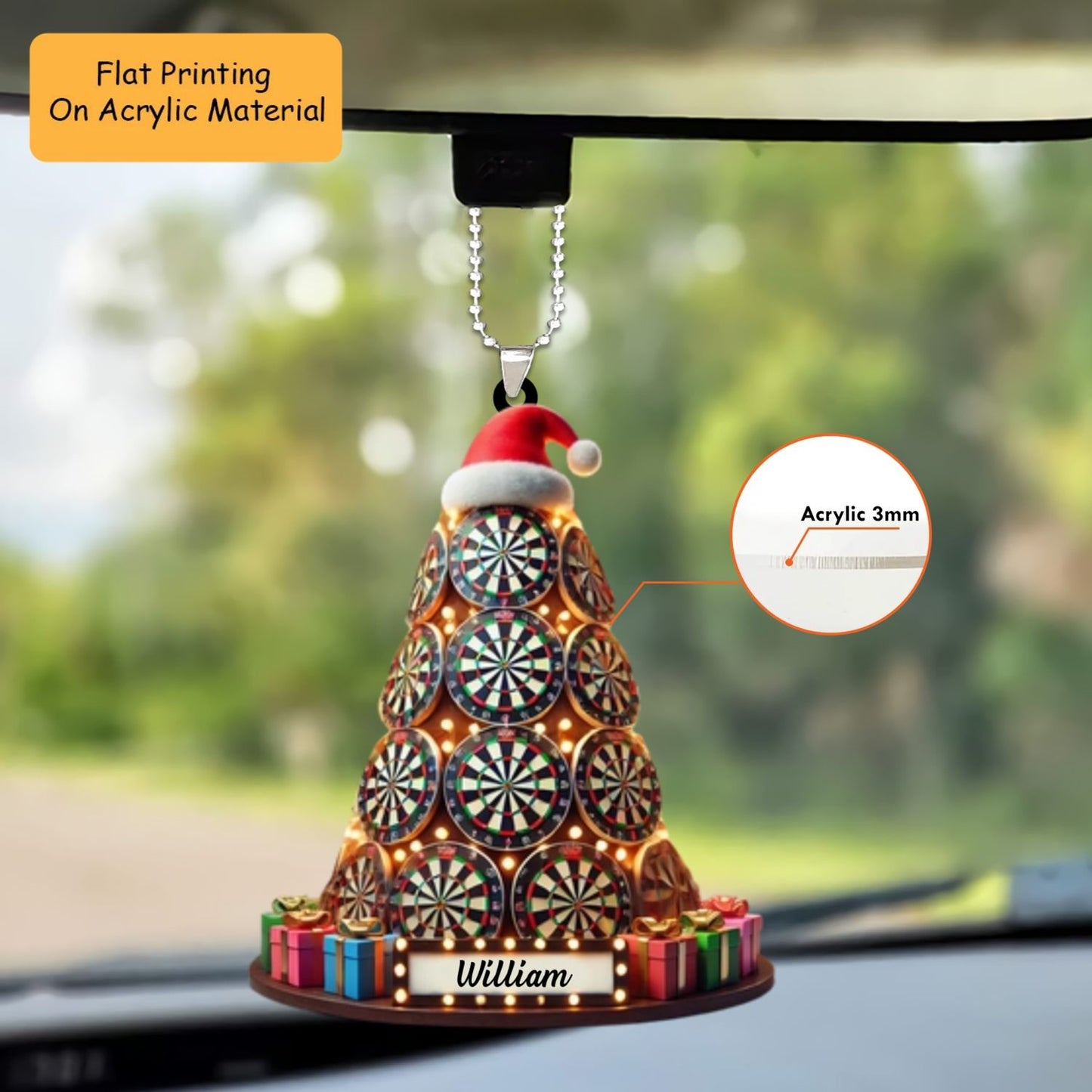 Personalized Dart Board Holding Pins Acrylic Ornament, Dart Keychain, Car Ornament, Christmas Ornament Gifts