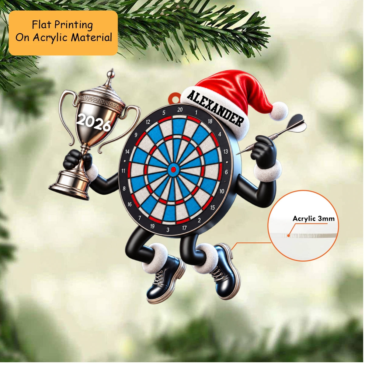 Personalized Christmas Dart Ornament, Winner Dart Board Christmas, Custom Ornament Christmas Gift, Keychain Dart Christmas, Car Ornament Dart Christmas