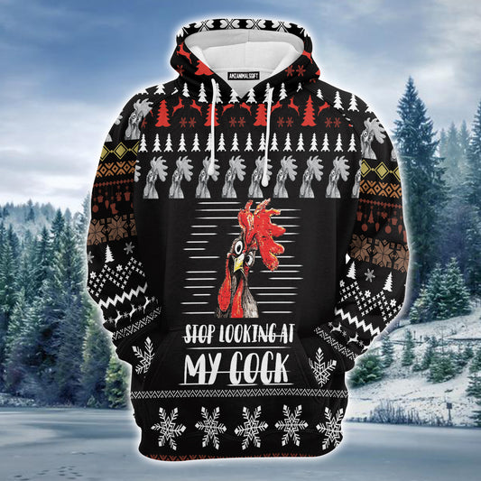 Amazing Chicken Premium Christmas Hoodie, Stop Looking At My Cock Unisex Hoodie For Men & Women - Perfect Gift For Christmas, Friends, Family
