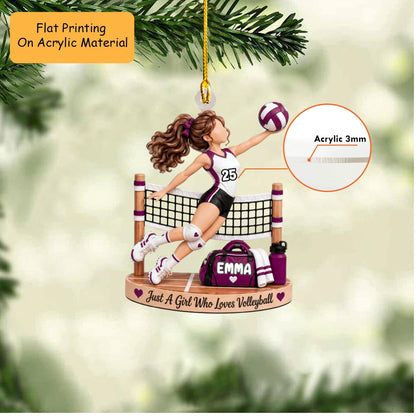 Personalized Volleyball Christmas Ornament, Volleyball Girl Playing And Things, Custom Ornament Christmas Gift, Keychain Volleyball, Car Ornament Volleyball