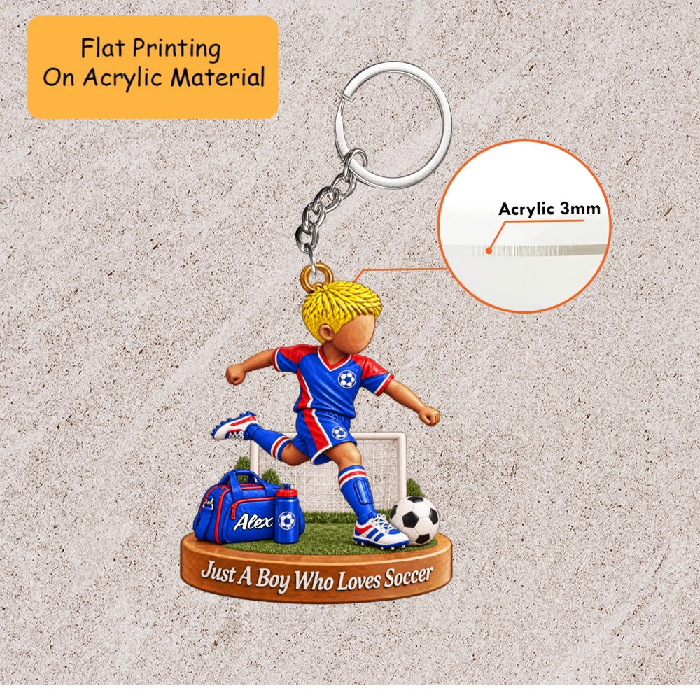 Personalized Soccer Boy Christmas Ornament, Goal Kicking Action With Net Setup, Custom Ornament Christmas Gift, Keychain Soccer, Car Ornament Soccer