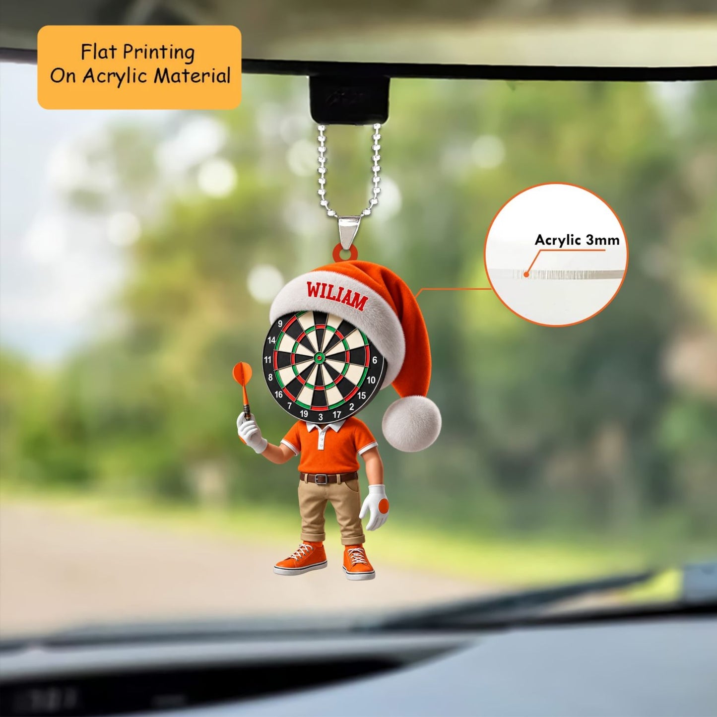 Personalized Darts Christmas Ornament, Dartboard Head Polo Mascot, Custom Ornament Christmas Gift, Keychain Bowling, Car Ornament Bowling