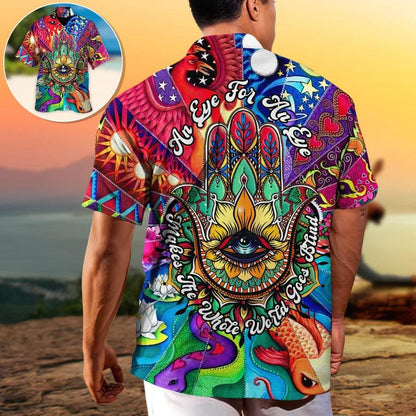 Yoga Aloha Hawaiian Shirt, Yoga An Eye For An Eye Hawaiian Shirt For Summer, Yoga Aloha Shirt - Perfect Gift For Men, Women, Yoga Lover, Friend, Family - Amzanimalsgift