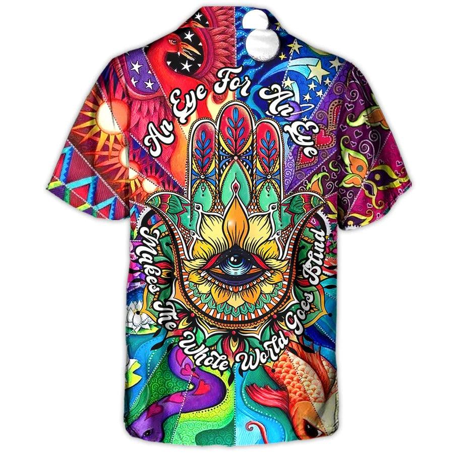 Yoga Aloha Hawaiian Shirt, Yoga An Eye For An Eye Hawaiian Shirt For Summer, Yoga Aloha Shirt - Perfect Gift For Men, Women, Yoga Lover, Friend, Family - Amzanimalsgift