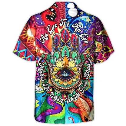 Yoga Aloha Hawaiian Shirt, Yoga An Eye For An Eye Hawaiian Shirt For Summer, Yoga Aloha Shirt - Perfect Gift For Men, Women, Yoga Lover, Friend, Family - Amzanimalsgift