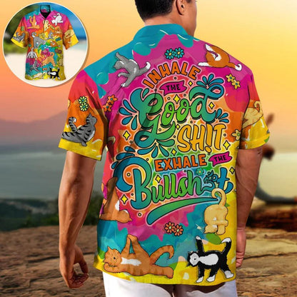 Yoga Aloha Hawaiian Shirt, Yoga Cat Funny Hawaiian Shirt For Summer, Cat Yoga Aloha Shirt - Perfect Gift For Men, Women, Yoga Lover, Friend, Family - Amzanimalsgift
